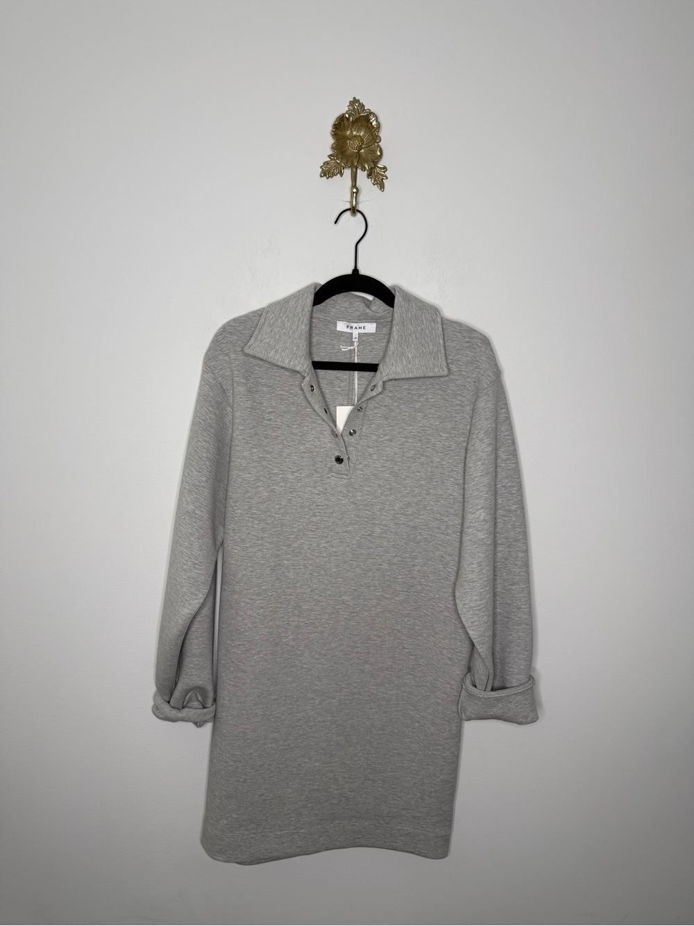 FRAME Snap Polo Sweatshirt Dress L